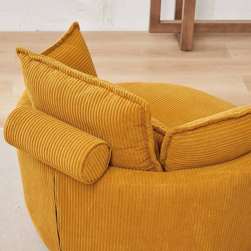 Oversized Swivel Chair with moon storage ottoman