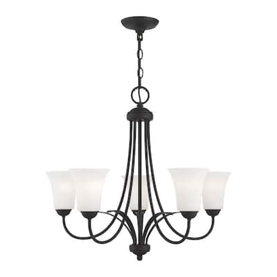 Livex Lighting 5-light Black Chandelier, 6475-04 - 25.5" Dia. x 22" H