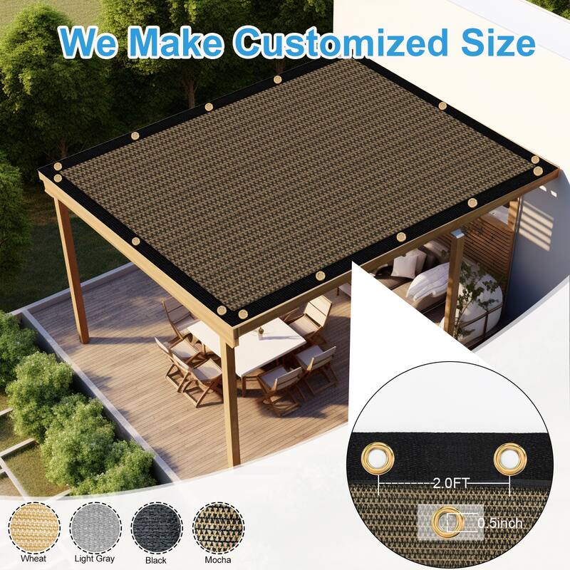 Artpuch Shade Fabric Sun Shade Cloth with Grommets GN08 for Pergola Replacement Shade Cover Canopy