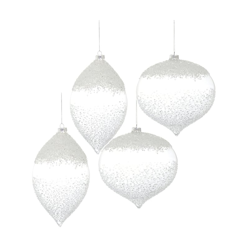 Glass Ornament (Set of 4) - White