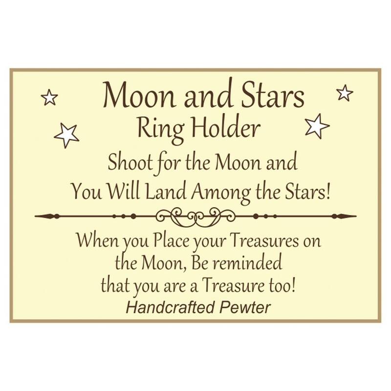 Curata Handcrafted Tarnish-Free Pewter Moon and Stars Ring Holder