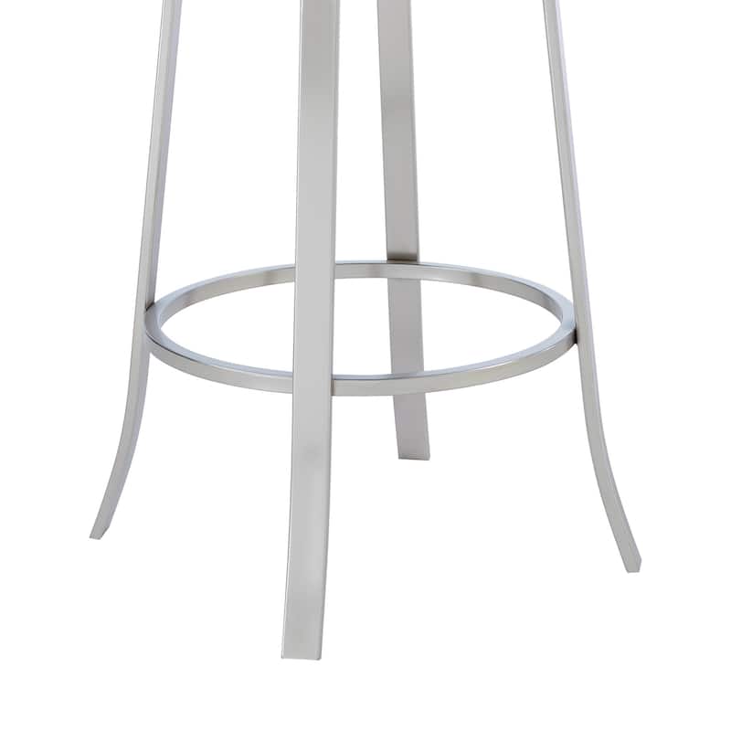 Grey Faux Leather Swivel Bar Stool with Full Back and Iron Frame - 18” x 21” x 46” (D x W x H)
