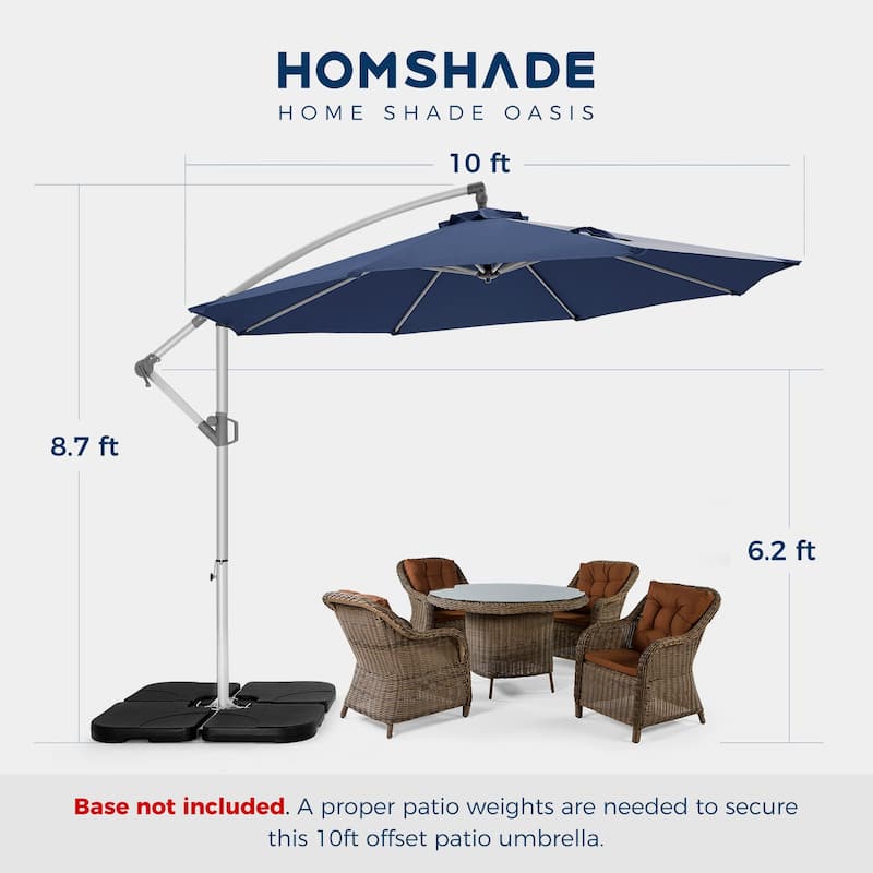 Luxurious10 ft. Metal Offset Hanging Cantilever Patio Umbrella with Easy Tilt and Crank for Pool Deck