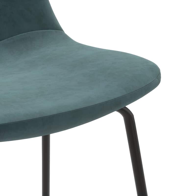 Maxine Velvet Counter Height Stools Black Legs (Set of 2)