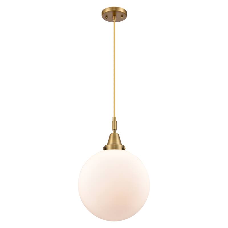 Innovations Lighting Downtown Urban - Caden Beacon - 1 Light 12" Cord Hung Mini Pendant - Brushed Brass/Matte White Shade
