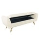 preview thumbnail 42 of 43, HomePop Modern Sherpa Storage Bench with Wood Legs - Cream