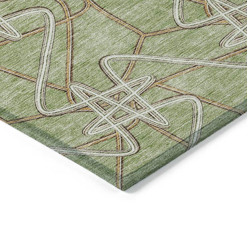 Machine Washable Indoor/ Outdoor Contemporary Links Chantille Rug