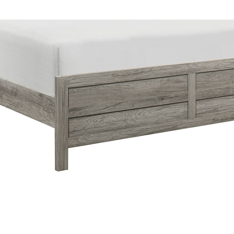 Queen Bed Frame in Weathered Finish, Rustic Style Wooden Platform Bed.