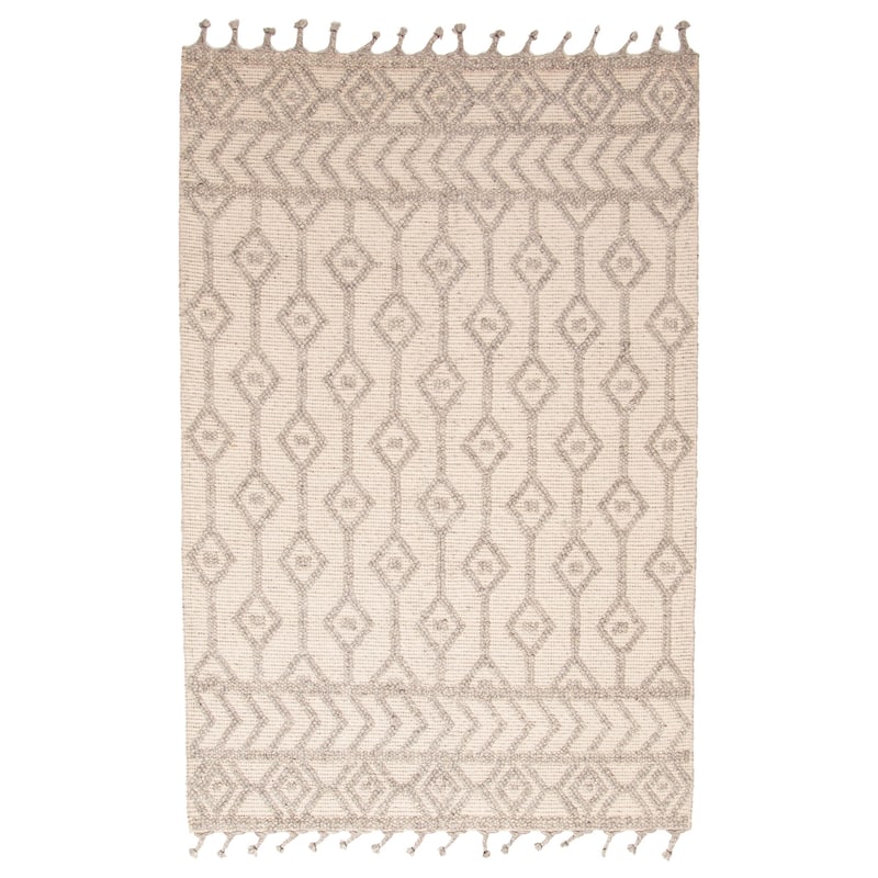 ECARPETGALLERY Braid weave Sienna Beige Wool Rug - 5'2 x 7'9