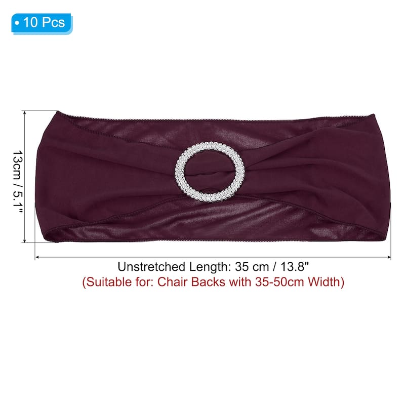 14"x5" Stretch Chair Sashes Bows Chair Bands Sash with Buckle - Maroon - 10 Pcs