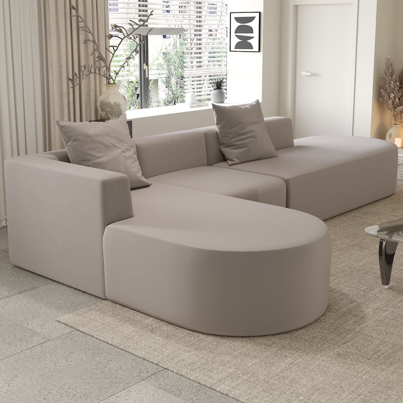 Boneless Modular L-shaped Sectional Sofa with Chaise and Deep Seating - Camel