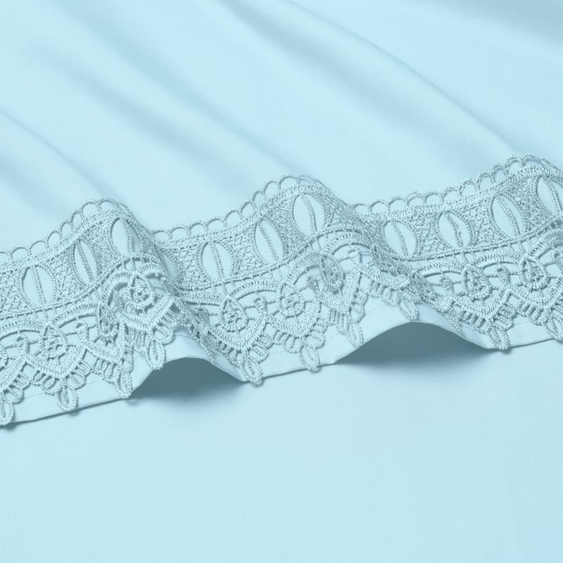 Bamboo Comfort Lace Crochet Embroidery 4 Piece Sheet Set