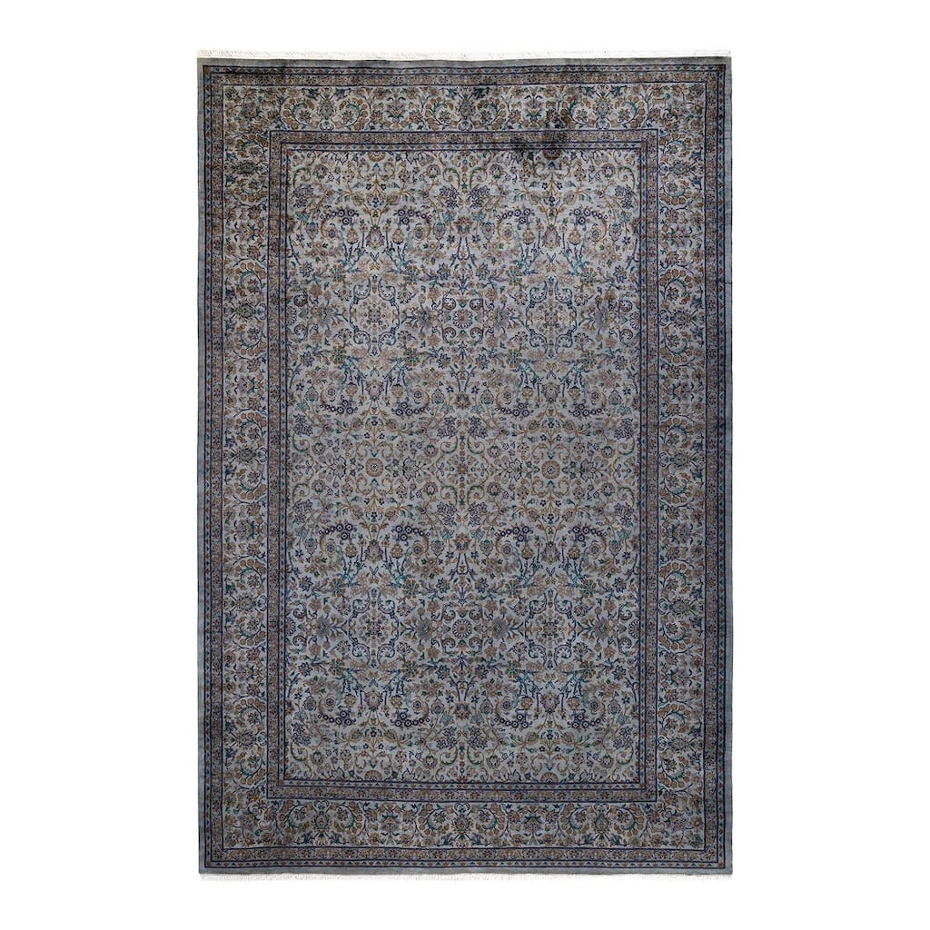 Overton Hand Knotted Wool Vintage Inspired Modern Contemporary Overdyed Gray Area Rug - 6' 2" x 9' 6"