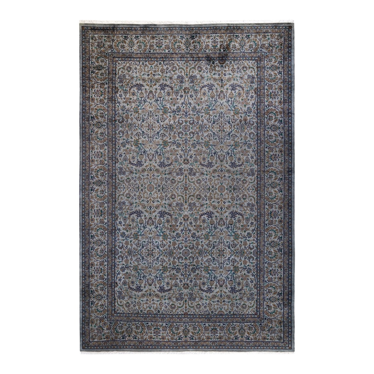 Overton Hand Knotted Wool Vintage Inspired Modern Contemporary Overdyed Gray Area Rug - 6' 2" x 9' 6"