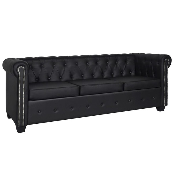 vidaXL Chesterfield Sofa Set 2-Seater and 3-Seater Black Faux