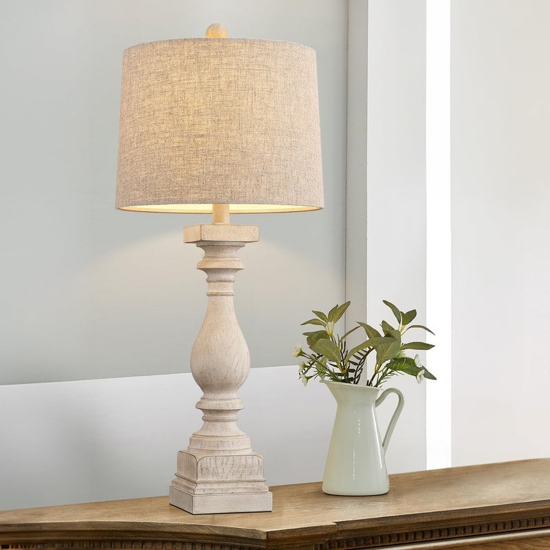 27" Farmhouse Table Lamp Set of 2 with USB A and C