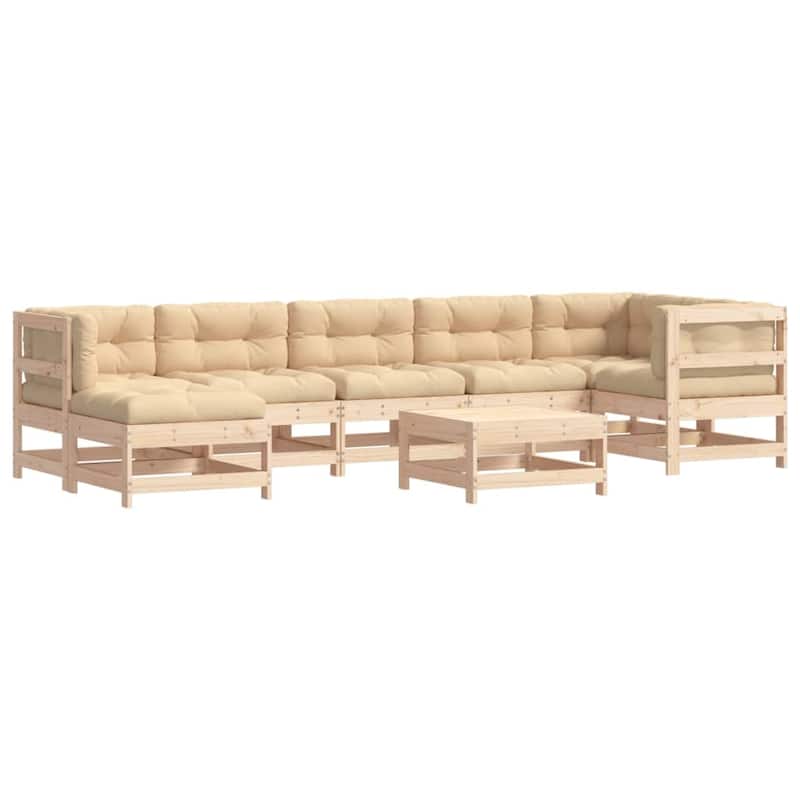 vidaXL Garden Lounge Set Beige Solid pine wood Large Modular - 24.4 x 24.4 x 12.6