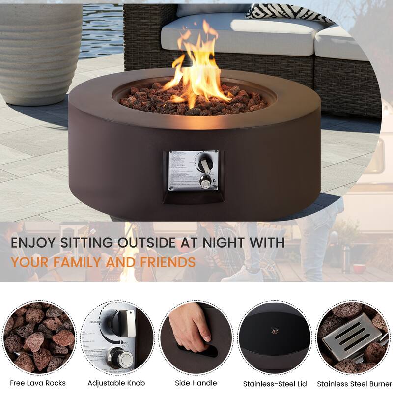 Outdoor Propane Fire Pit Table with Tank Storage and Weather-Resistant Cover