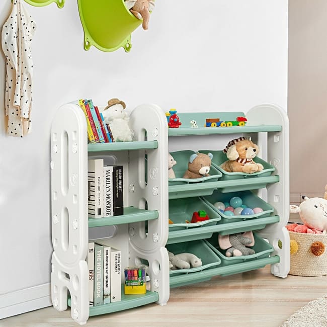 Kids Toy Storage Organizer with Bins and Multi-Layer Shelf for Bedroom Playroom - 44" x 14" x 36"(L x W x H)
