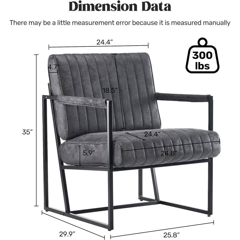 Upholstered Accent Chair with Wide Large Backrest and Thick Cushion, Reading Chair for Living Room