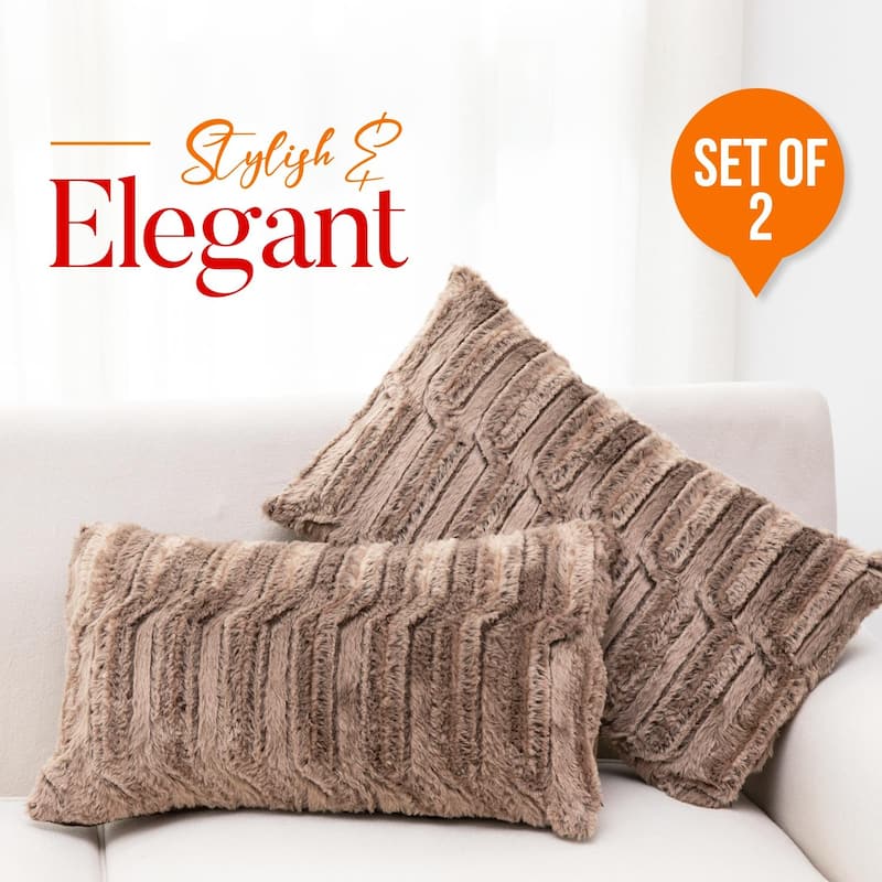 Cheer Collection Set of 2 Decorative Faux Fur Throw Pillow