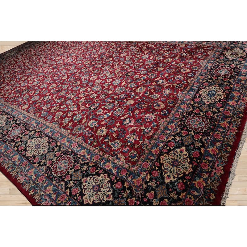 Hand Knotted Burgundy Persian Wool Traditional Oriental Area Rug - 13' x 18' 8''