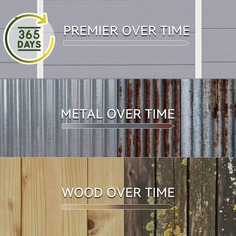 Erommy Outdoor Storage Shed with Built-In Floor, Lockable Double Doors & Sloped Roof