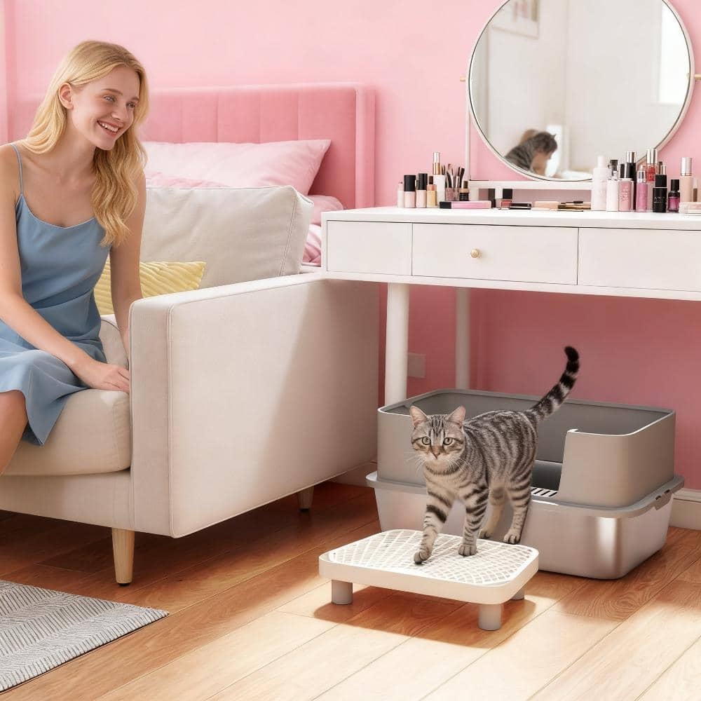 Stainless Steel Cat Litter Box with High Sides