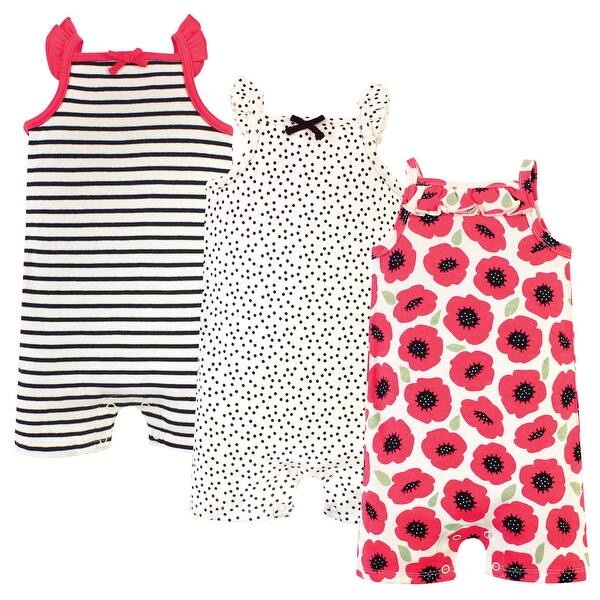 slide 1 of 1, Touched by Nature Unisex Baby Organic Cotton Rompers, Poppy 0 - 3 Months - Red