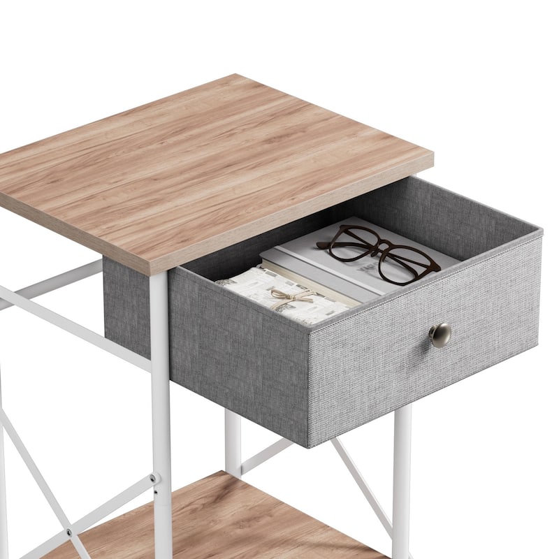 Javlergo X-Frame Nightstand with Removable Fabric Drawer 1 or 2-Pack Options Small Space Nightstand with Open Shelf for Bedroom
