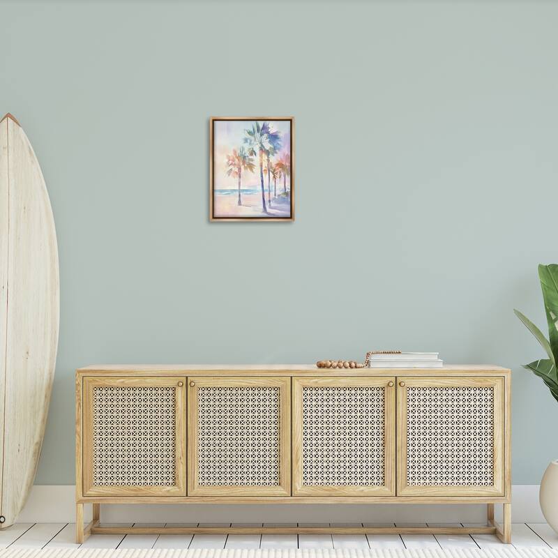 Stupell Pastel Warm Palm Trees Framed Floater Canvas Wall Art Design By Arlington Prints