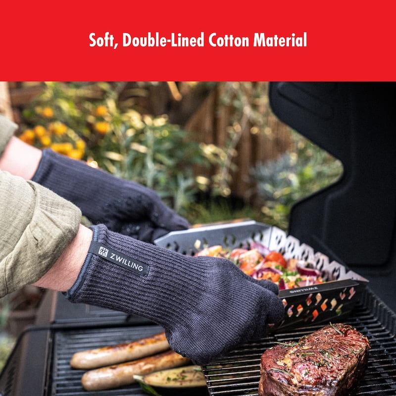 ZWILLING BBQ+ Heat Resistant Protection Grill Gloves - Charcoal - 2-pc