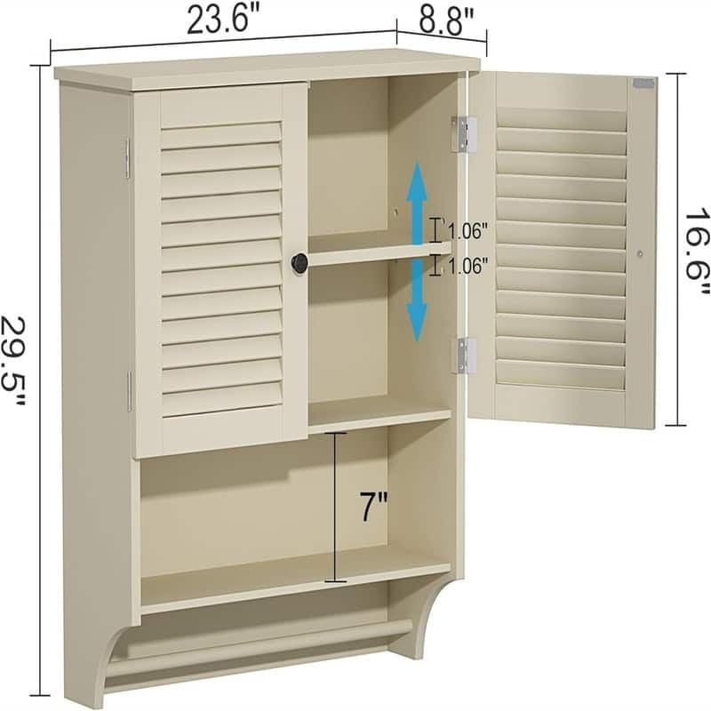 Medicine Cabinet with Towels Bar - 8.9"D x 23.6"W x 29.3"H