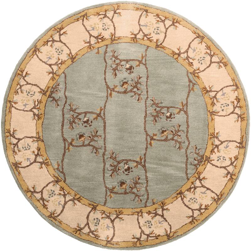 Hand-tufted Calhoun Traditional Floral Slate Grey Wool Area Rug - 4' Round - 4' Round