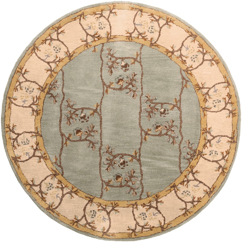 Hand-tufted Calhoun Traditional Floral Wool Slate Grey Area Rug - 9'9" Round - 9'9" Round