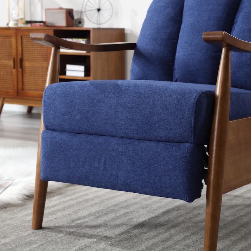 Blue Modern 26.38" Upholstered Adjustable Chaise Lounge Chair with Wood Frame for Living Room