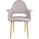 preview thumbnail 68 of 71, Organic Upholstered Fabric Modern Armchair with Natural Wooden Legs for Dining Room Office or Accent Lounge Side Chair Gray Beige
