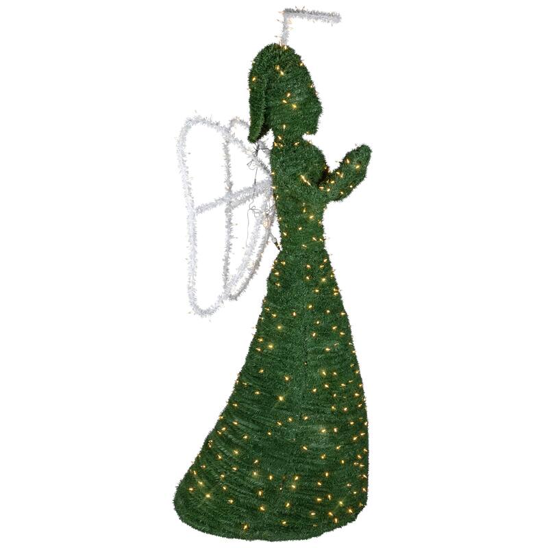Lighted Commercial Topiary Angel Christmas Decor 6.5' White LED - Green