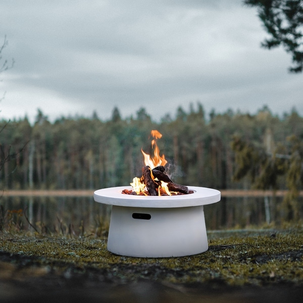 white outdoor fire pit