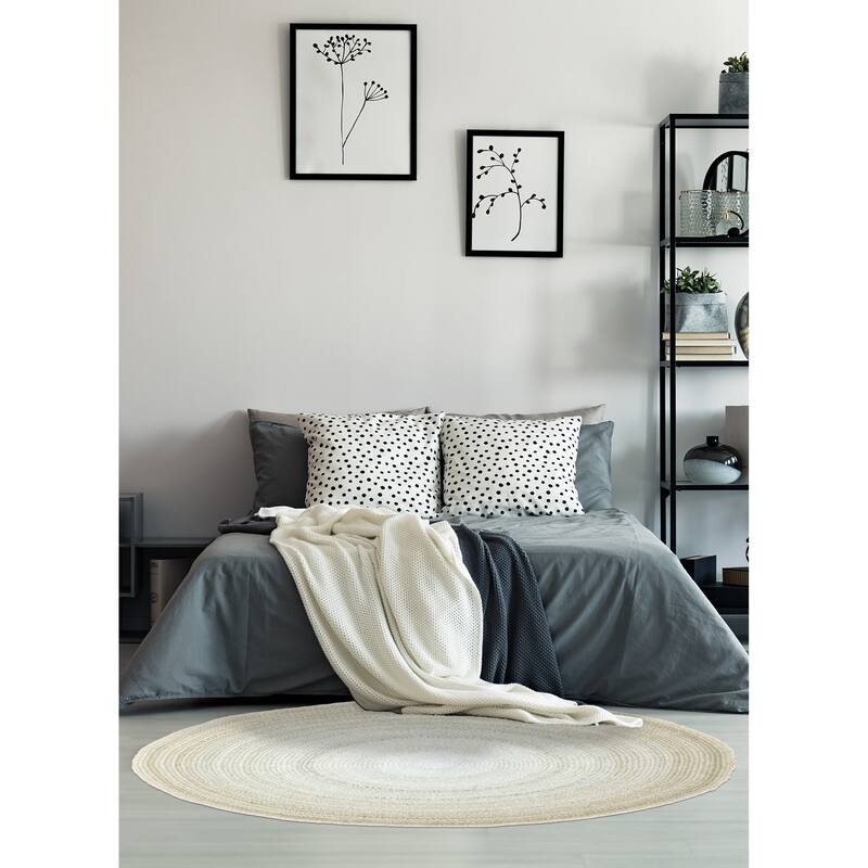 ECARPETGALLERY Braid weave Sienna Light Blue Wool Rug - 4'0 x 4'0