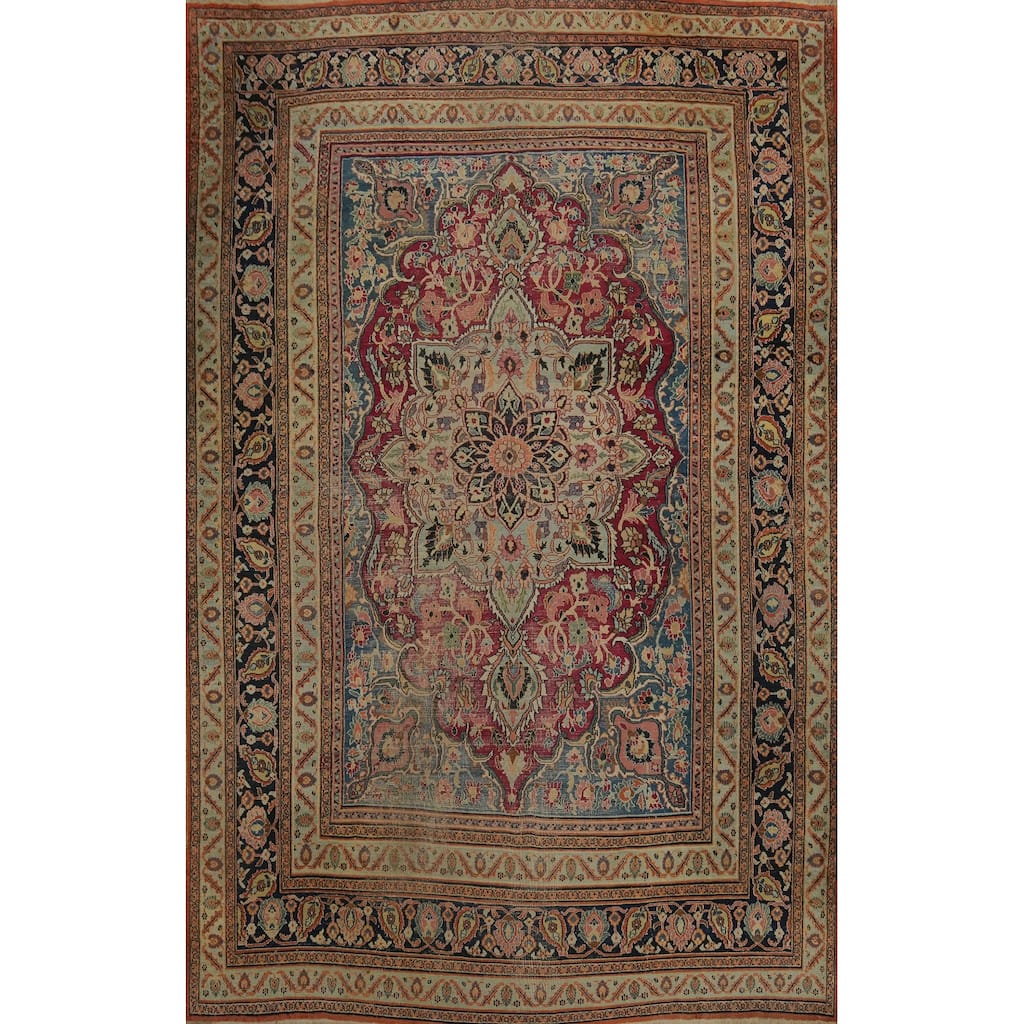 Hand Knotted Oriental 100% Wool Carpet Traditional Floral Pink Dorokhsh Area Rug - 14' 4'' X 9' 6''