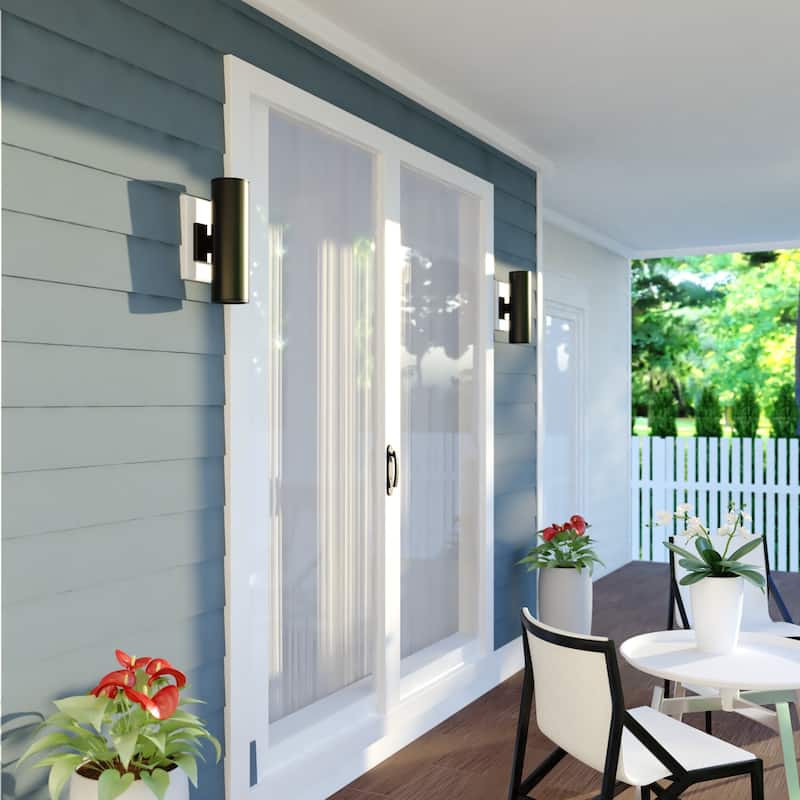 Chiasso Aluminum 2 Light Dusk to Dawn Black Contemporary Outdoor Wall Light