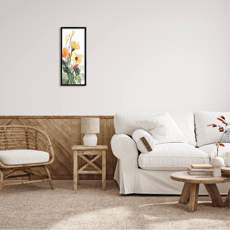Stupell Yellow Abstract Poppies Framed Giclee Art Design by Lanie Loreth
