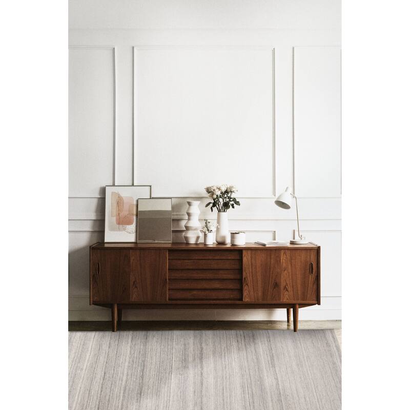 ECARPETGALLERY Flat-Weave Ankara FW Grey Wool Kilim - 5'3 x 7'9