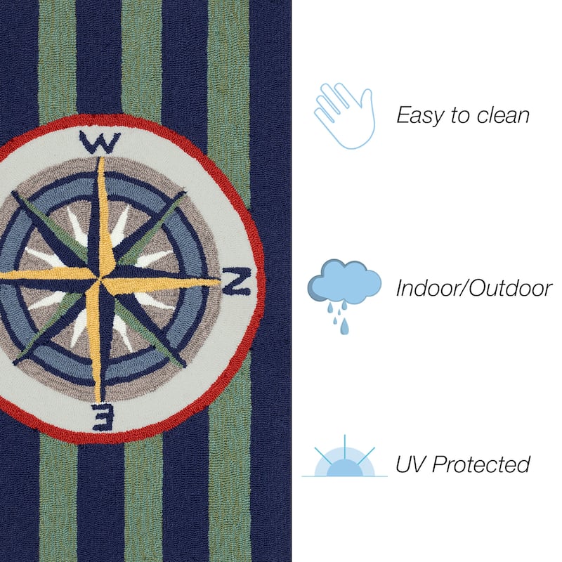 Liora Manne Frontporch Striped Compass Indoor/Outdoor Rug