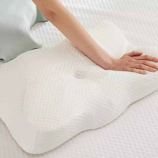 2 PCS Shredded Memory Foam Pillow, Cooling Standard Bed Pillows for Sleeping - for Side, Back, Stomach Sleepers - White