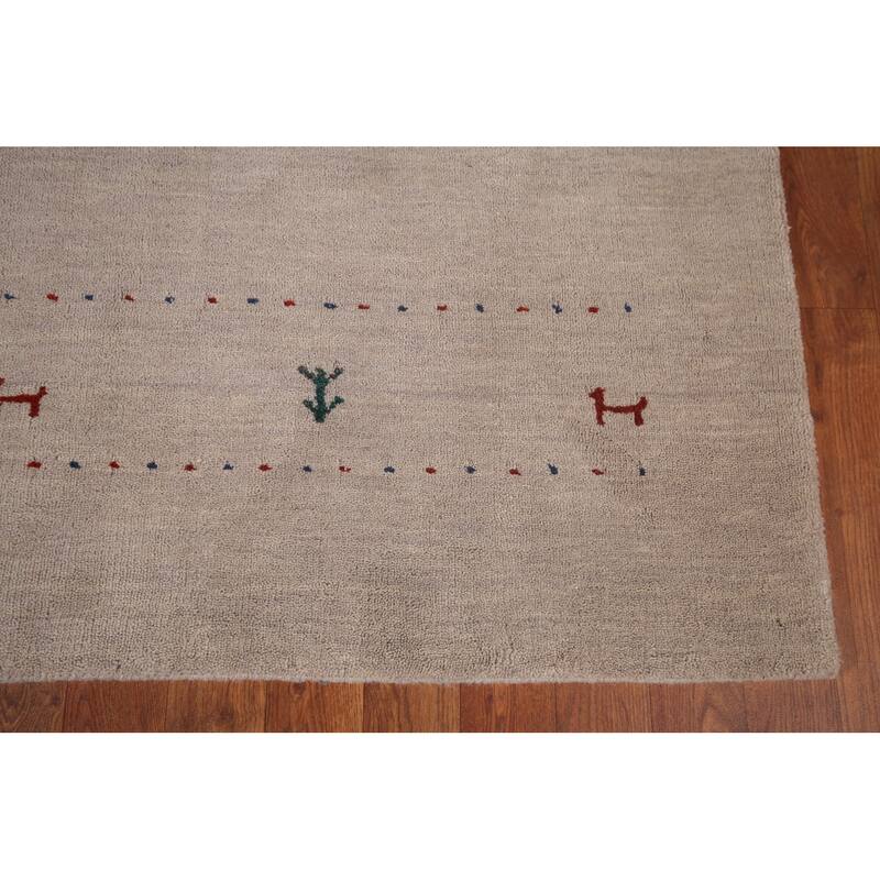 Little Animals Tribal Gabbeh Oriental Area Rug Handmade Wool Carpet - 6'7"x 9'8"