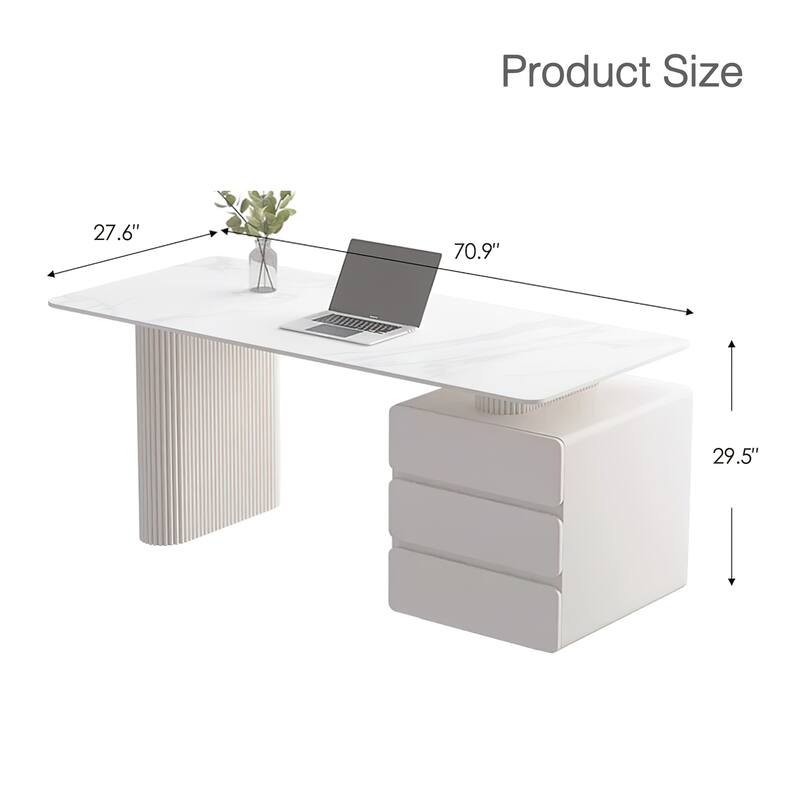 Rectangular Writing Desk Computer Desk, Home Office Desk, Faux Marble Top