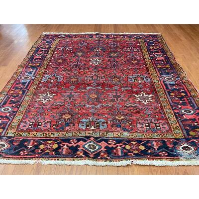 HERAT ORIENTAL 1920s Antique Persian Heriz Wool Rug - 4'9" x 12'8"