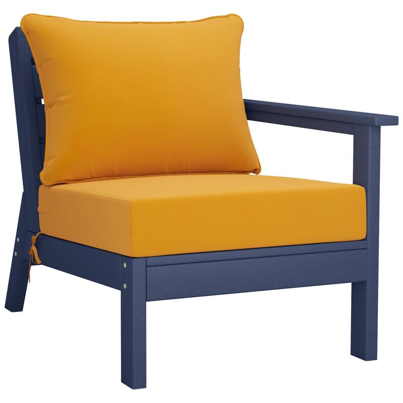 Birchwood All Weather HDPE Outdoor Patio Deep Seating Navy Blue Right Arm Facing Chair With Cushions (1-Piece)